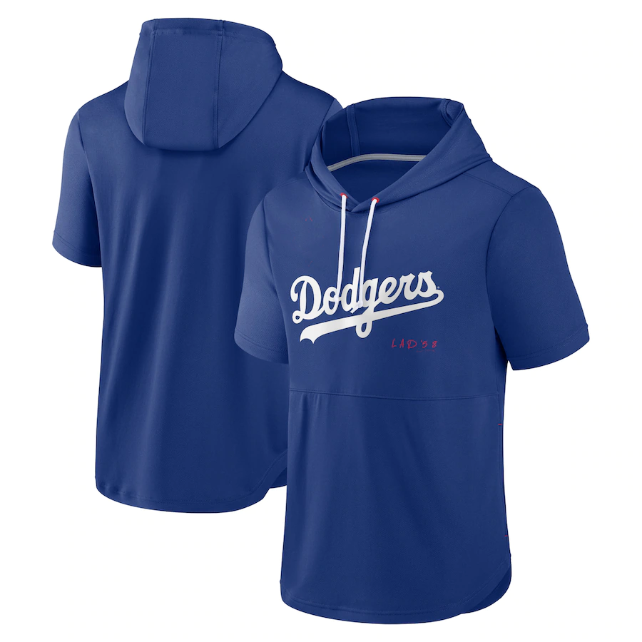 Men's Los Angeles Dodgers Royal Sideline Training Hooded Performance T-Shirt Men's Los Angeles Dodgers Royal Sideline Training Hooded Performance T-Shirt